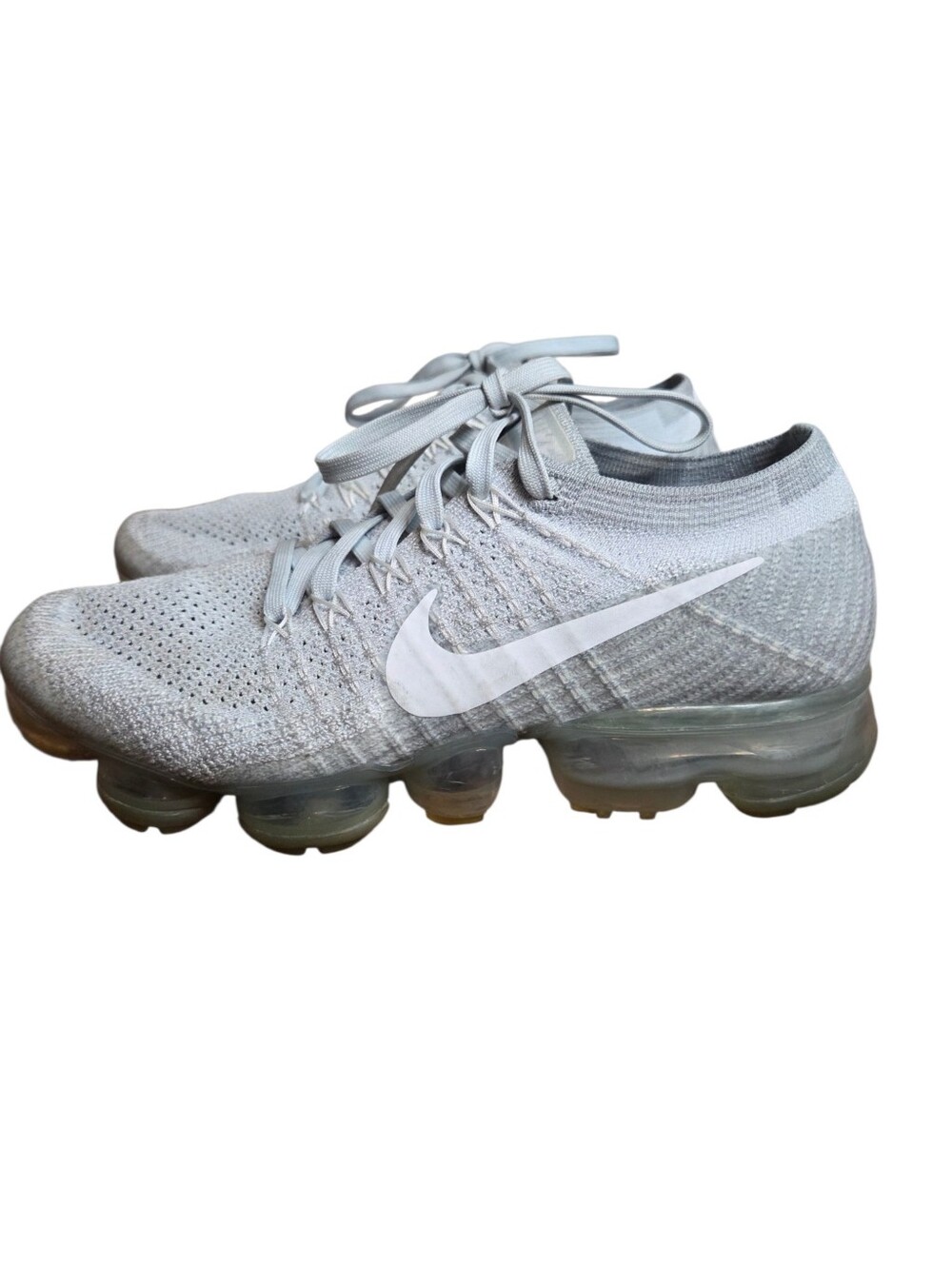 Nike Air Vapormax Flyknit Women's Size 6.5 Running Shoes Pure Platinum Gray
